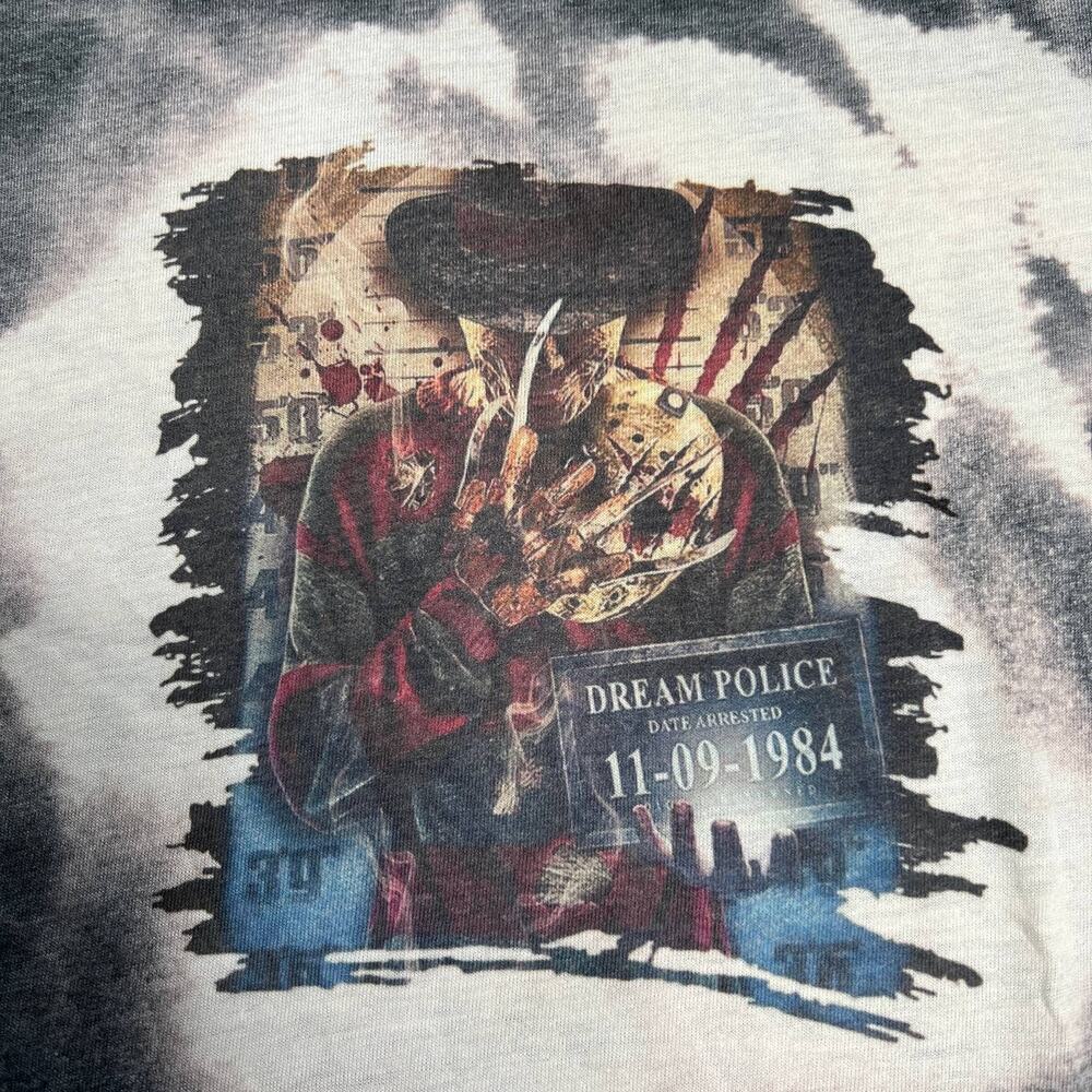 Halloween Freddie Dream Police Bleached Gray Tee Medium
